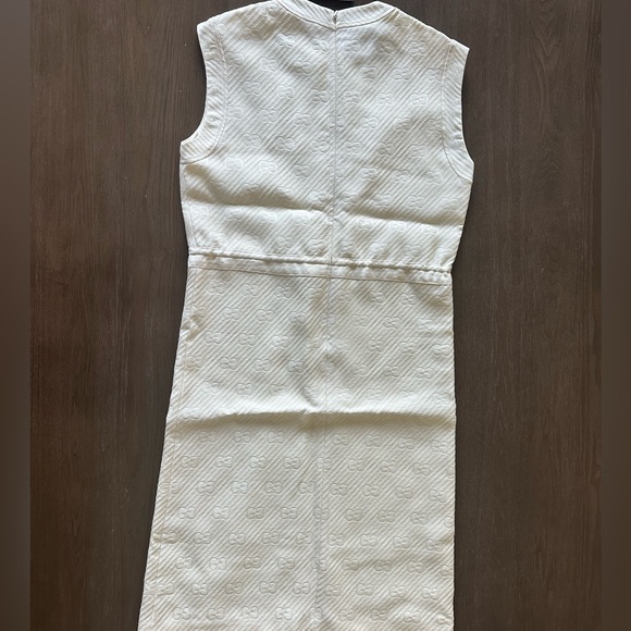 New Authentic Gucci GG Stripe Midi-Dress Ivory Gold Wool Silk Size 38 XS US 2 - Picture 7 of 13